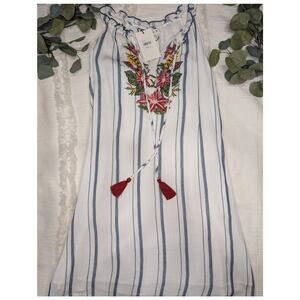 THML Floral Embroidered Striped Dress
